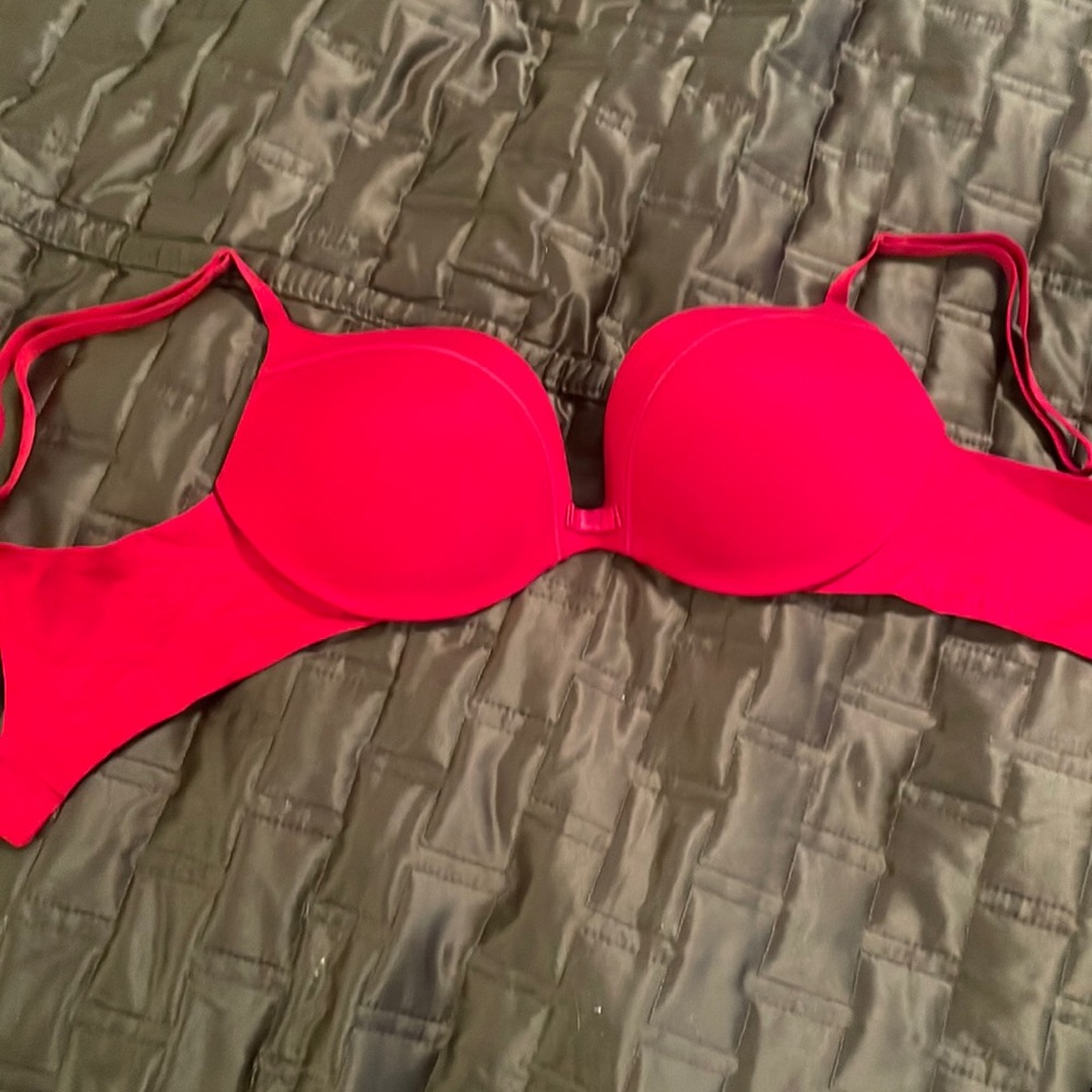 Victoria’s Secret red Plunge bra.